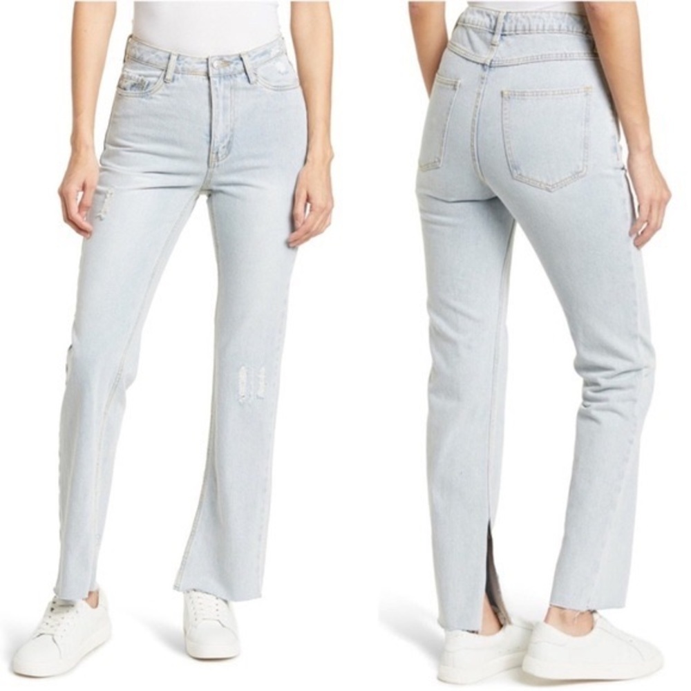 AVEC LES FILLES‎ STRAIGHT LEG JEANS W/ SLIT HEM JEANS